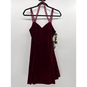 Zum Zum Vintage Velvet Burgundy Sleeveless Fit Flare Party Dress Y2K 90's NWT 6